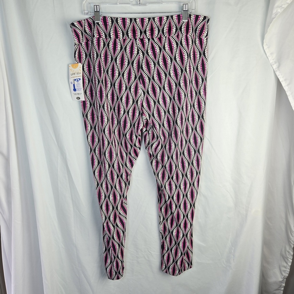 New Lulu B UPF 50 Cooling Capri Leggings Womens XL Geo Print Maximalist Dopamine - Picture 3 of 7